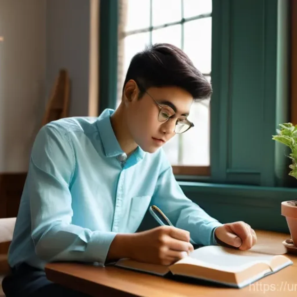 색채가 인지 능력에 미치는 영향 - A serene and focused young adult, possibly a student, male or female, with a calm expression, is dee...