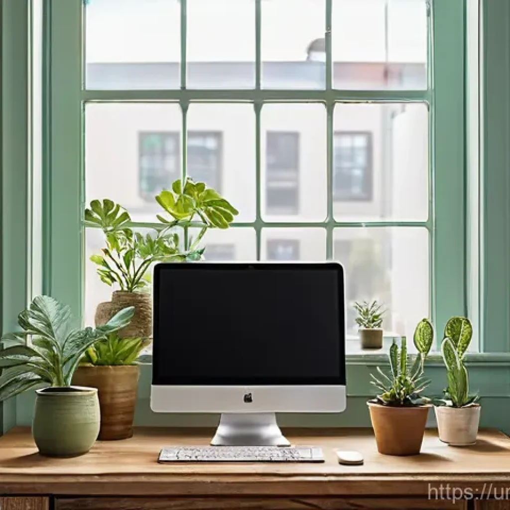 색채 심리학의 활용과 한계 - **A Focused Home Office with Calming Colors:**
    An interior shot of a well-organized and serene h...