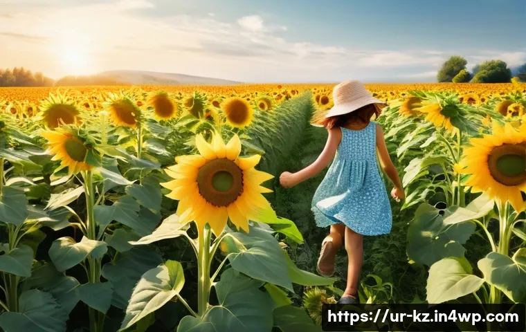 예술 작품에서 색채 심리학 활용 사례 - **Joyful Meadow of Sunflowers**
    A vibrant, sun-drenched meadow bursting with giant, blooming sun...